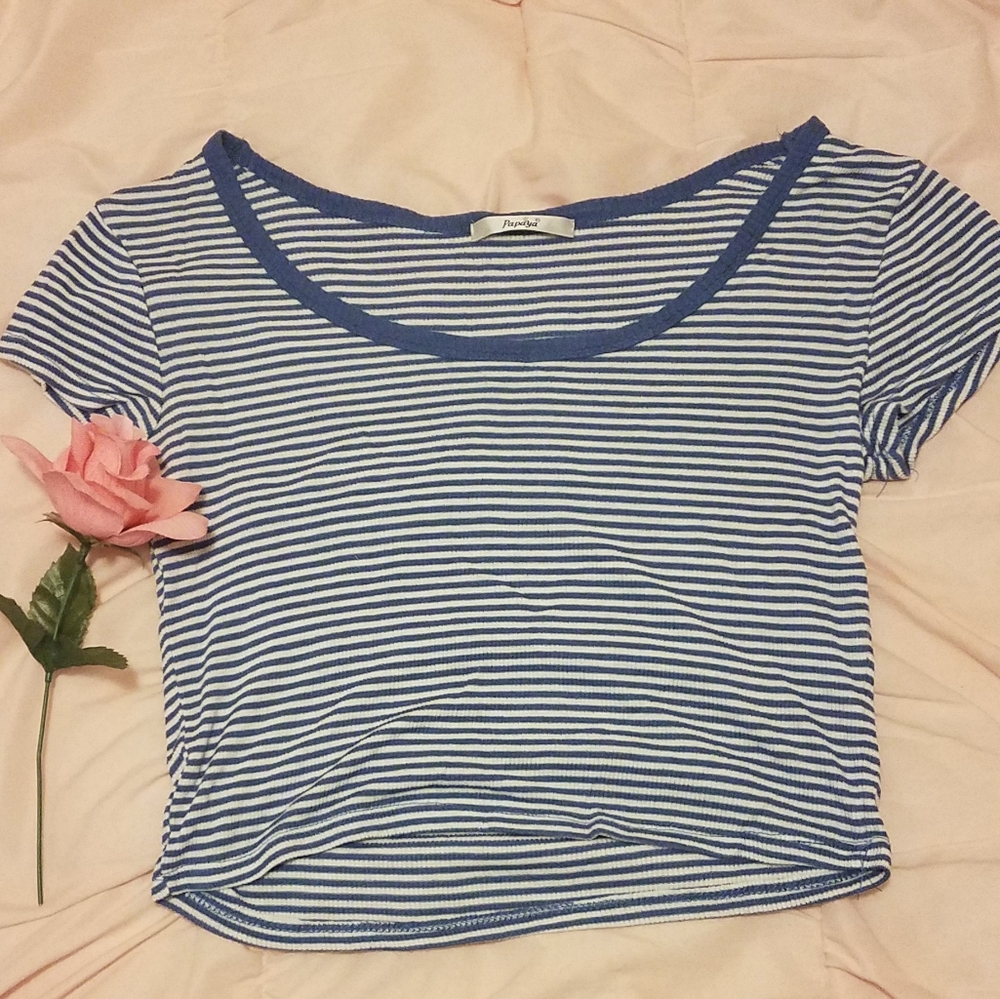Blue and white striped shirt